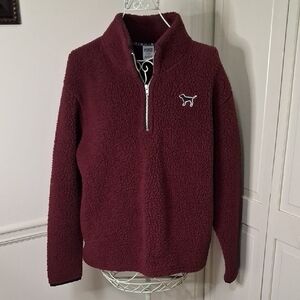 Victoria's Secret PINK Burgundy Sherpa Pullover